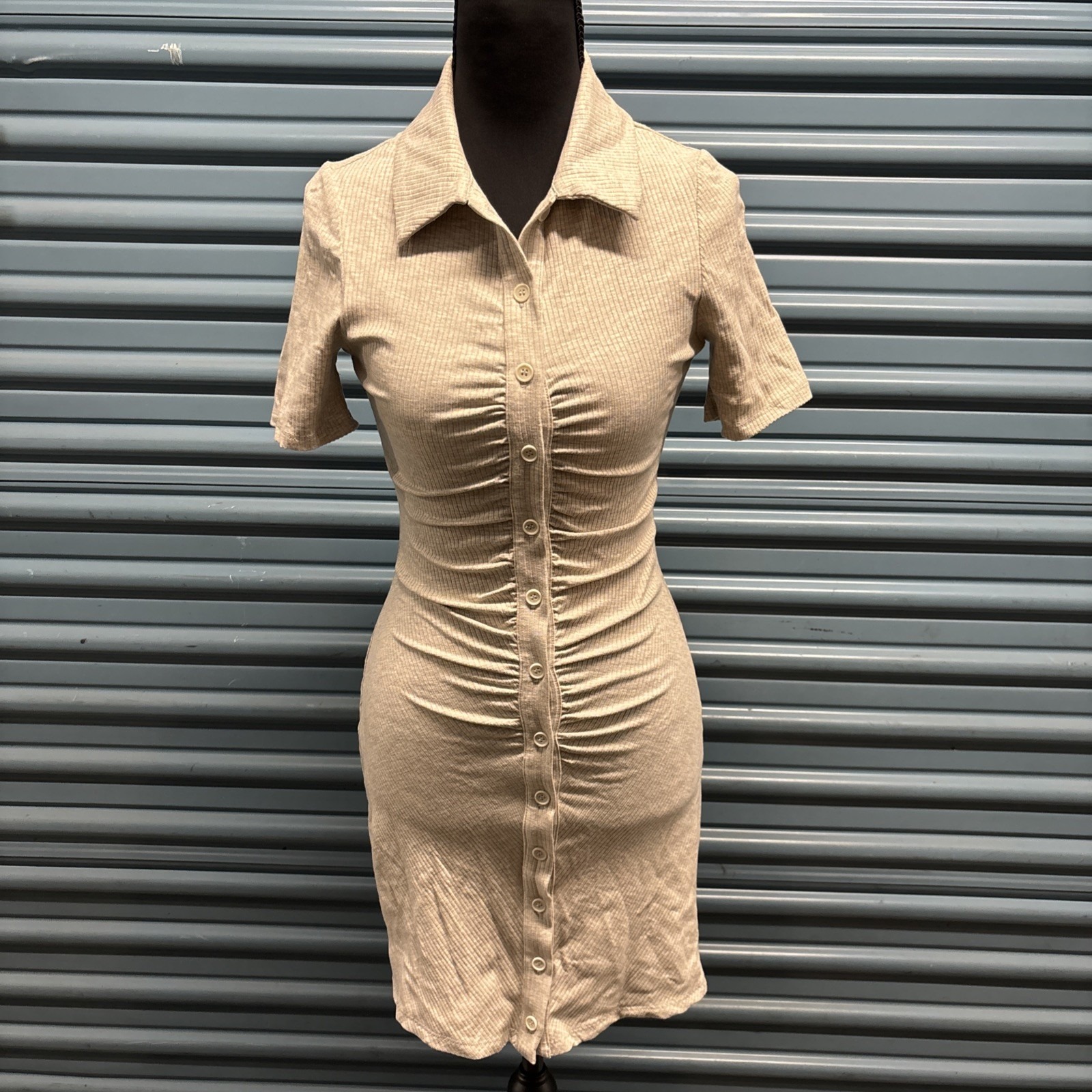 Reformation Cecile Midi Button Down Dress Gray Size Small